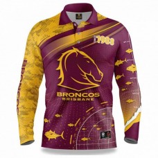 Brisbane Broncos Men's  Fishfinder Fishing Rugby Shirt 2022
