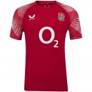 England Rugby 2025 Warm-Up Jersey – Red Short Sleeve Shirt with Rose Crest