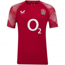 England Rugby 2025 Warm-Up Jersey – Red Short Sleeve Shirt with Rose Crest