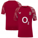 England Rugby 2025 Warm-Up Jersey – Red Short Sleeve Shirt with Rose Crest