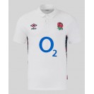 Umbro England Rugby Classic Home Polo 2025 – White Short Sleeve Jersey with Rose Crest